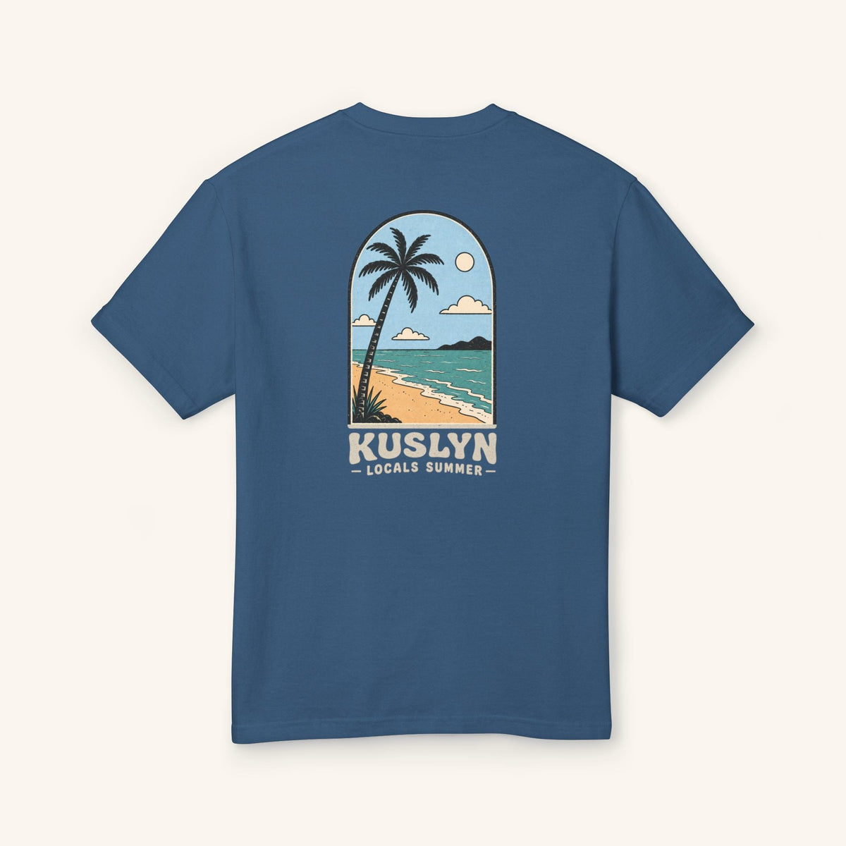 Locals Summer Palm Tee - Faded Navy - back