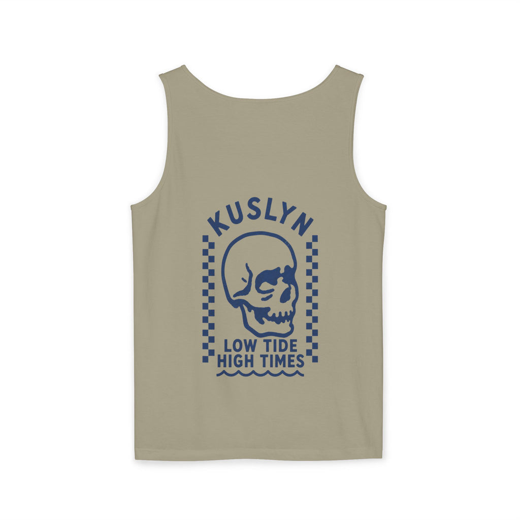 Kuslyn Skull Tank Top — "Low Tide High Times" Graphic Beach Tank