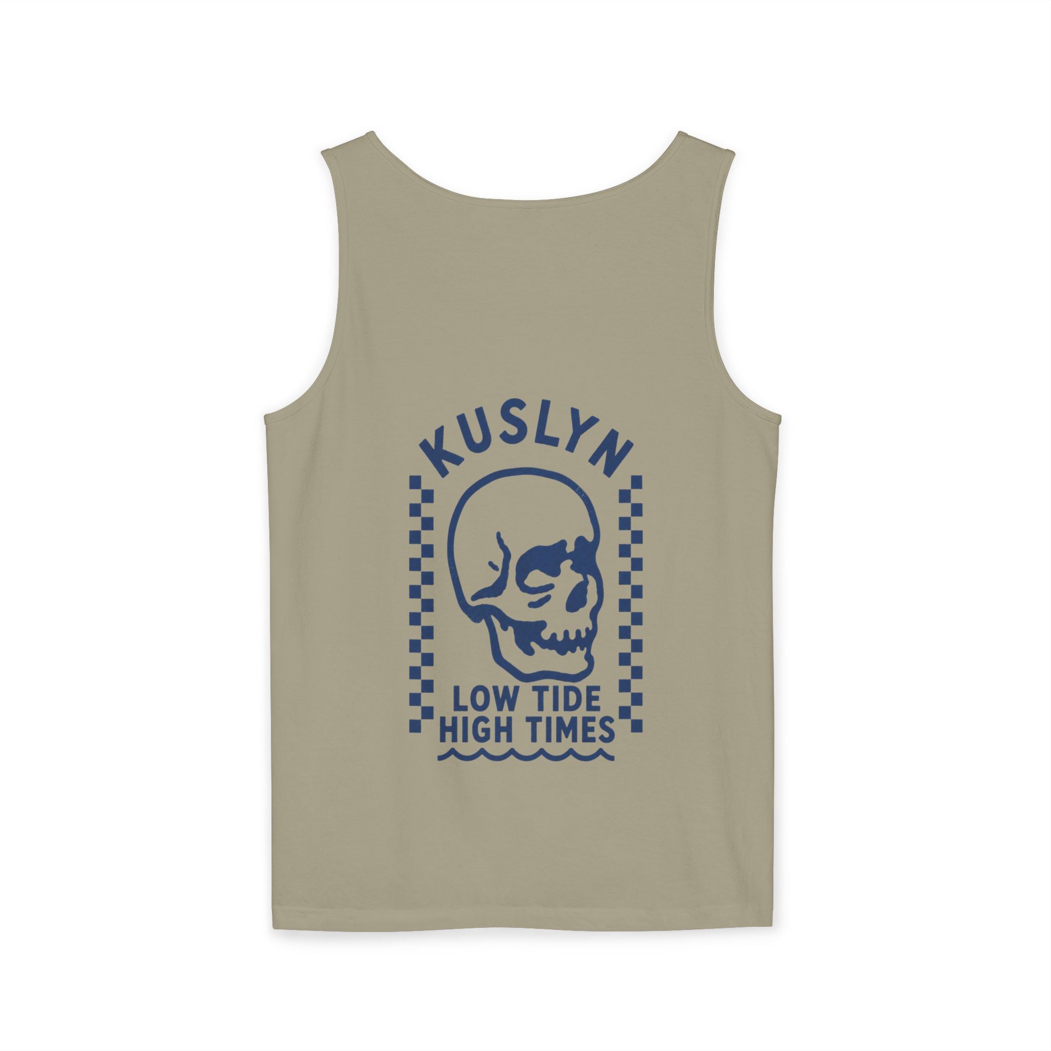 Kuslyn Skull Tank Top — "Low Tide High Times" Graphic Beach Tank
