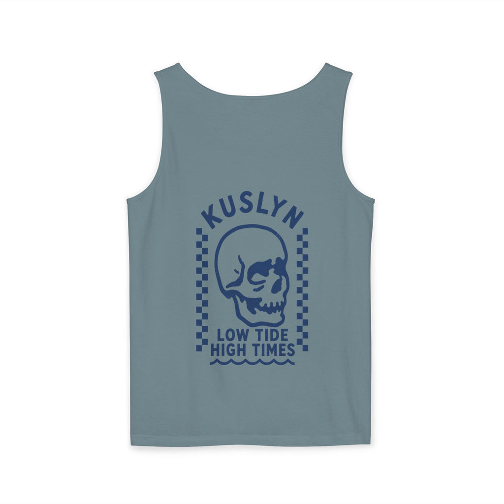 Kuslyn Skull Tank Top — "Low Tide High Times" Graphic Beach Tank