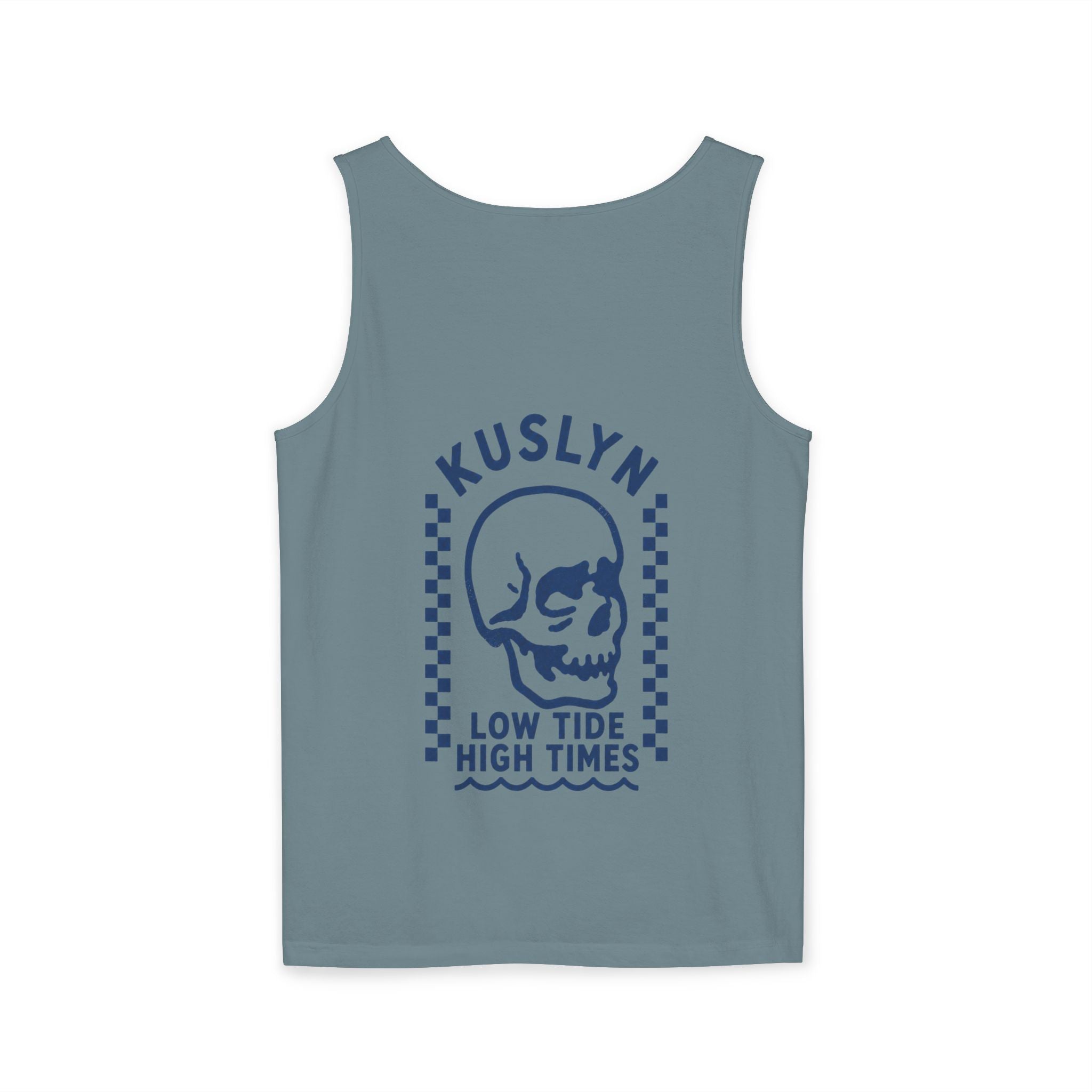 Kuslyn Skull Tank Top — "Low Tide High Times" Graphic Beach Tank