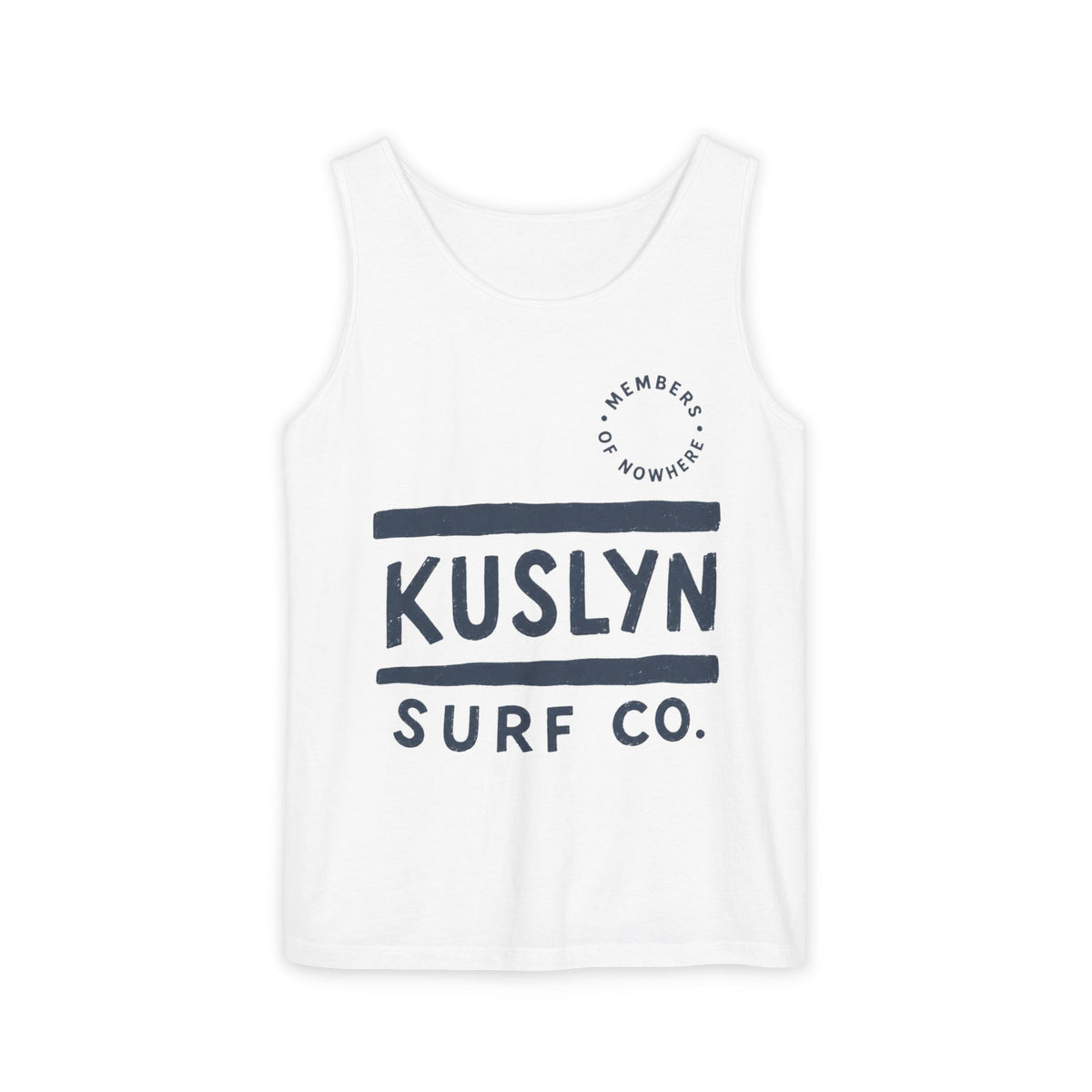 Kuslyn Surf Co. Graphic Tank Top — Minimal Beach Palm Logo