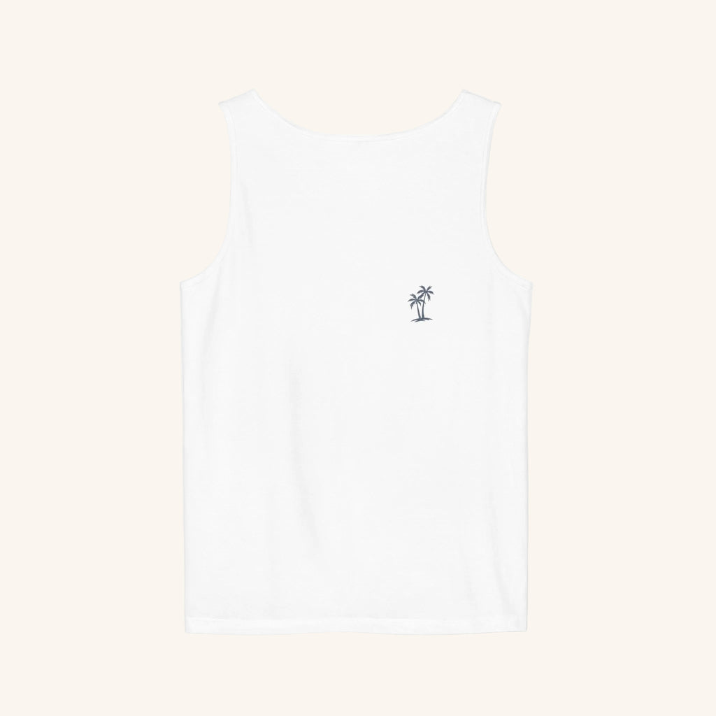 Kuslyn Surf Co. Graphic Tank Top — Minimal Beach Palm Logo