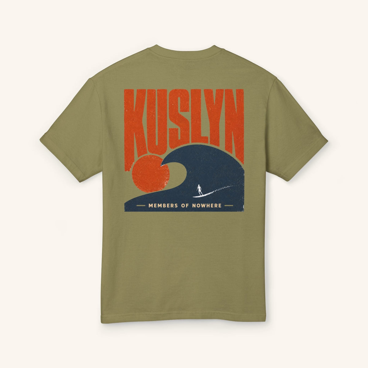 Members of Nowhere Wave Tee - Faded Army - back