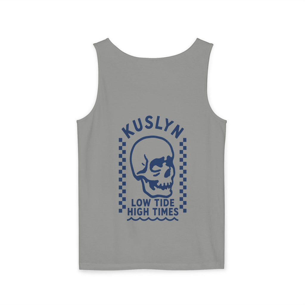 Kuslyn Skull Tank Top — "Low Tide High Times" Graphic Beach Tank