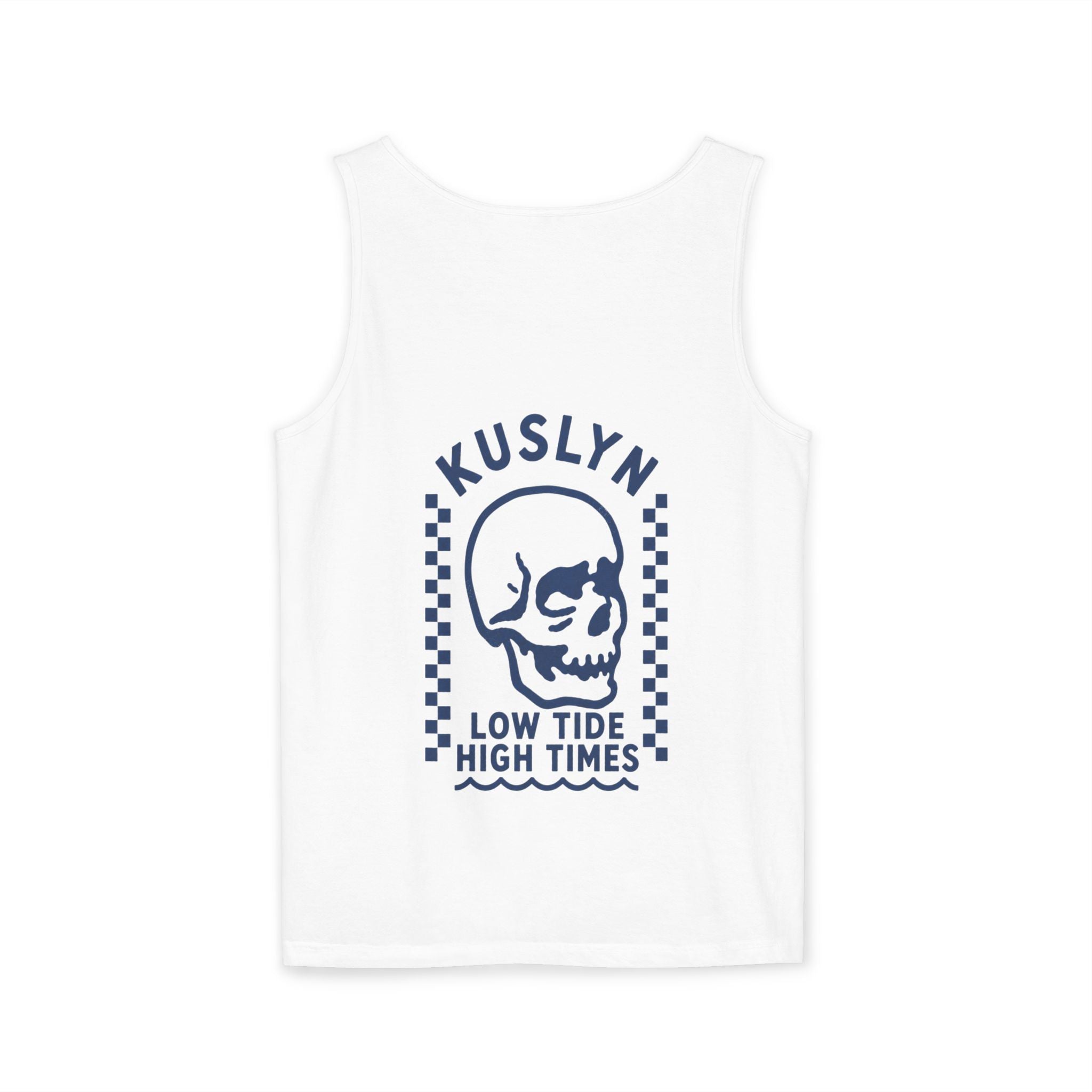Kuslyn Skull Tank Top — "Low Tide High Times" Graphic Beach Tank
