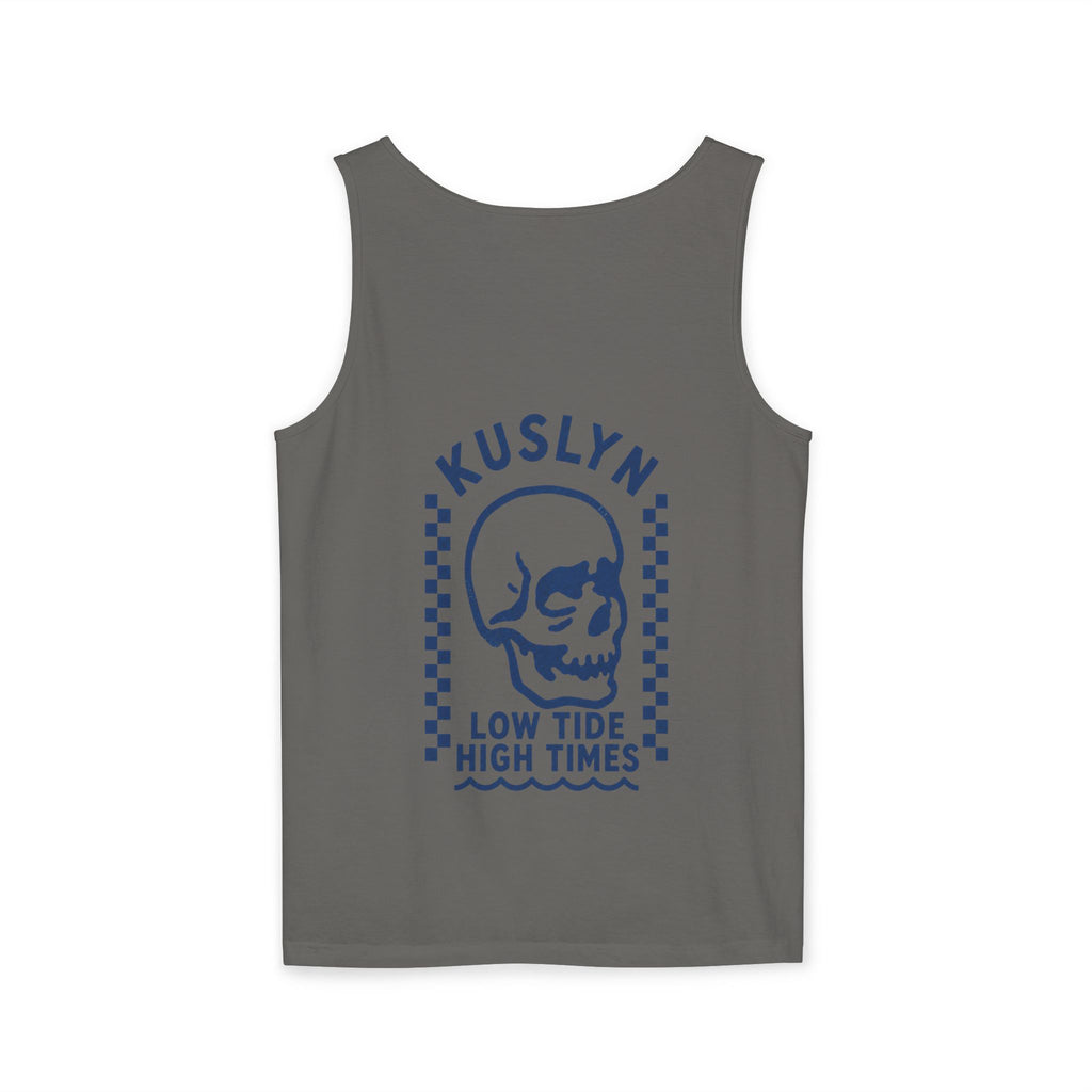 Kuslyn Skull Tank Top — "Low Tide High Times" Graphic Beach Tank
