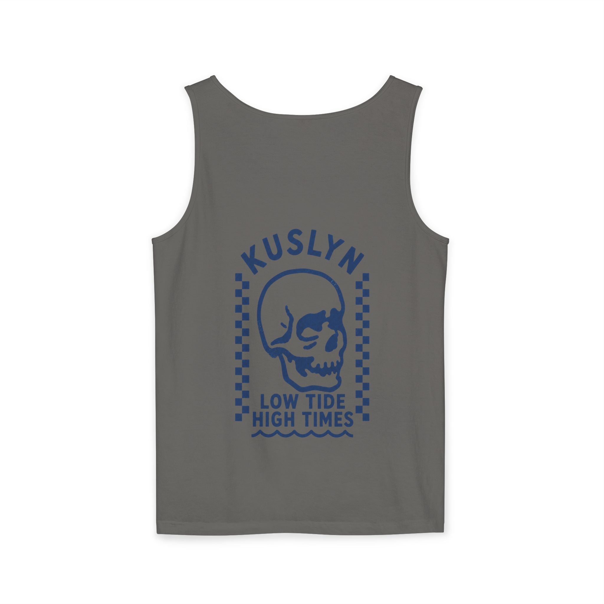 Kuslyn Skull Tank Top — "Low Tide High Times" Graphic Beach Tank