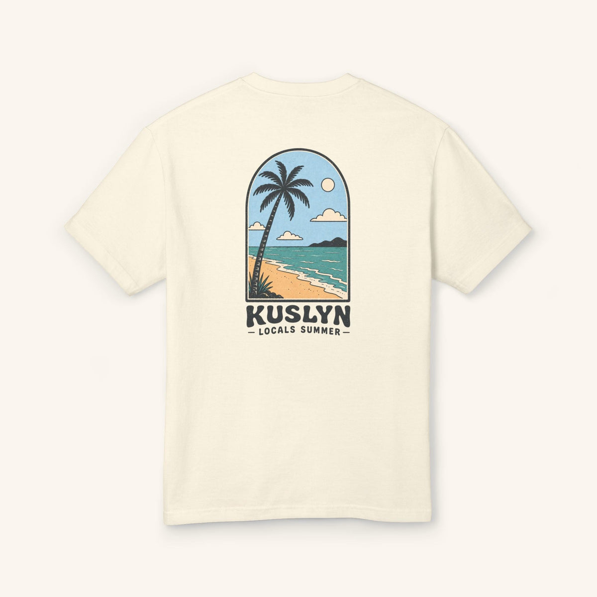 Locals Summer Palm Tee - Faded Cream - back