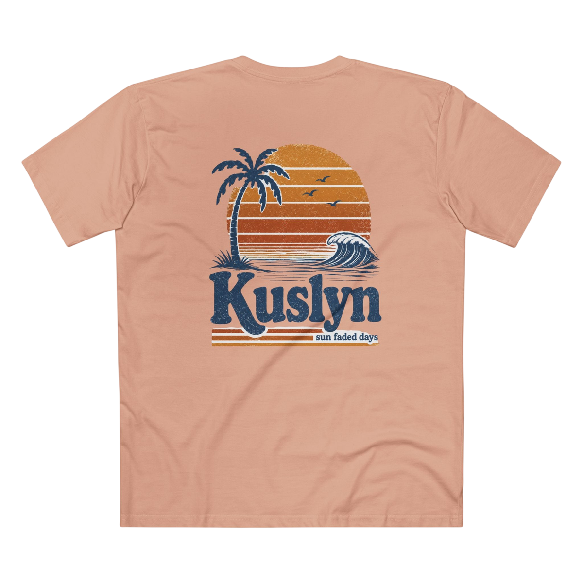 Kuslyn Sunset Beach Tee — Retro Palm Tree Surf Graphic T-Shirt