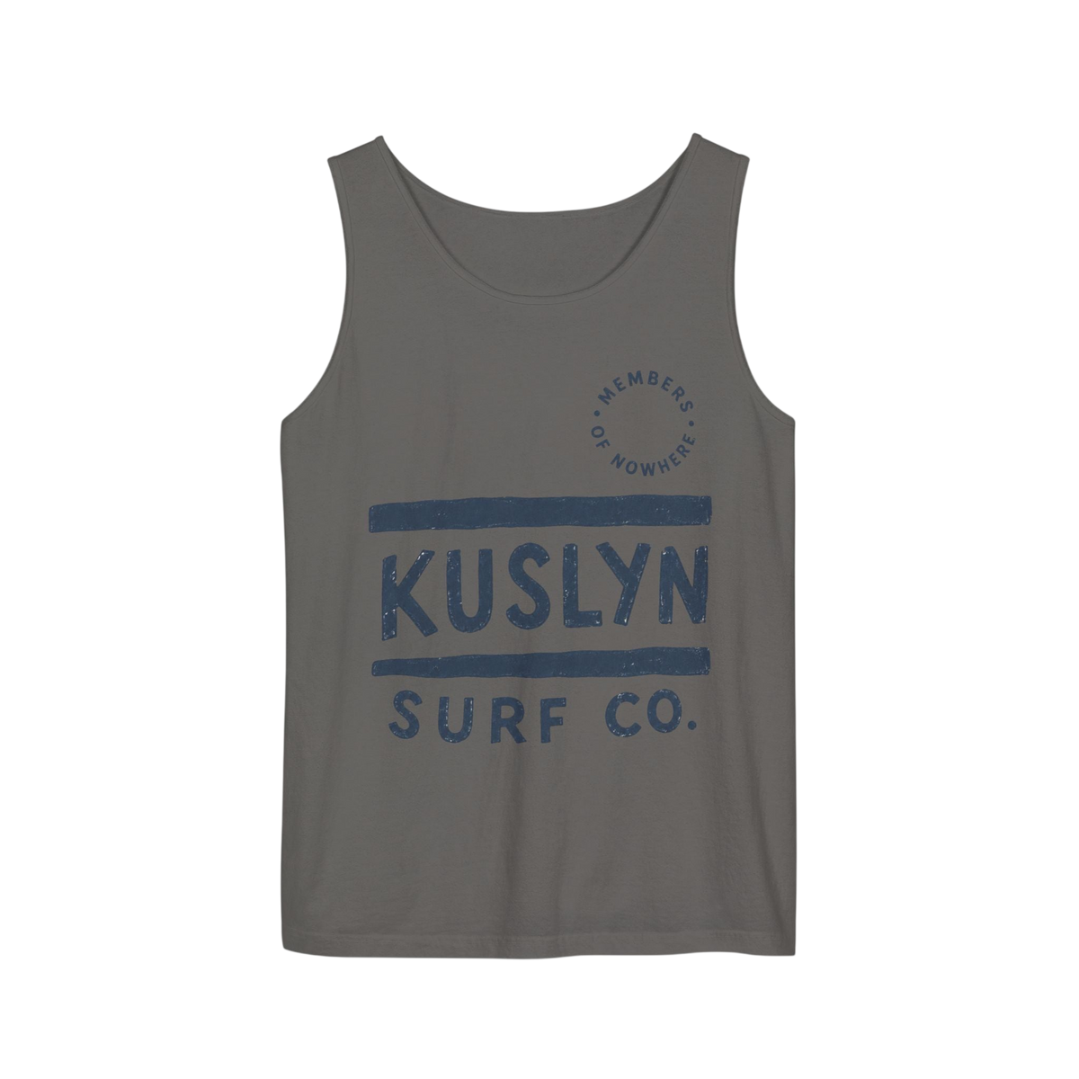 Kuslyn Surf Co. Graphic Tank Top — Minimal Beach Palm Logo