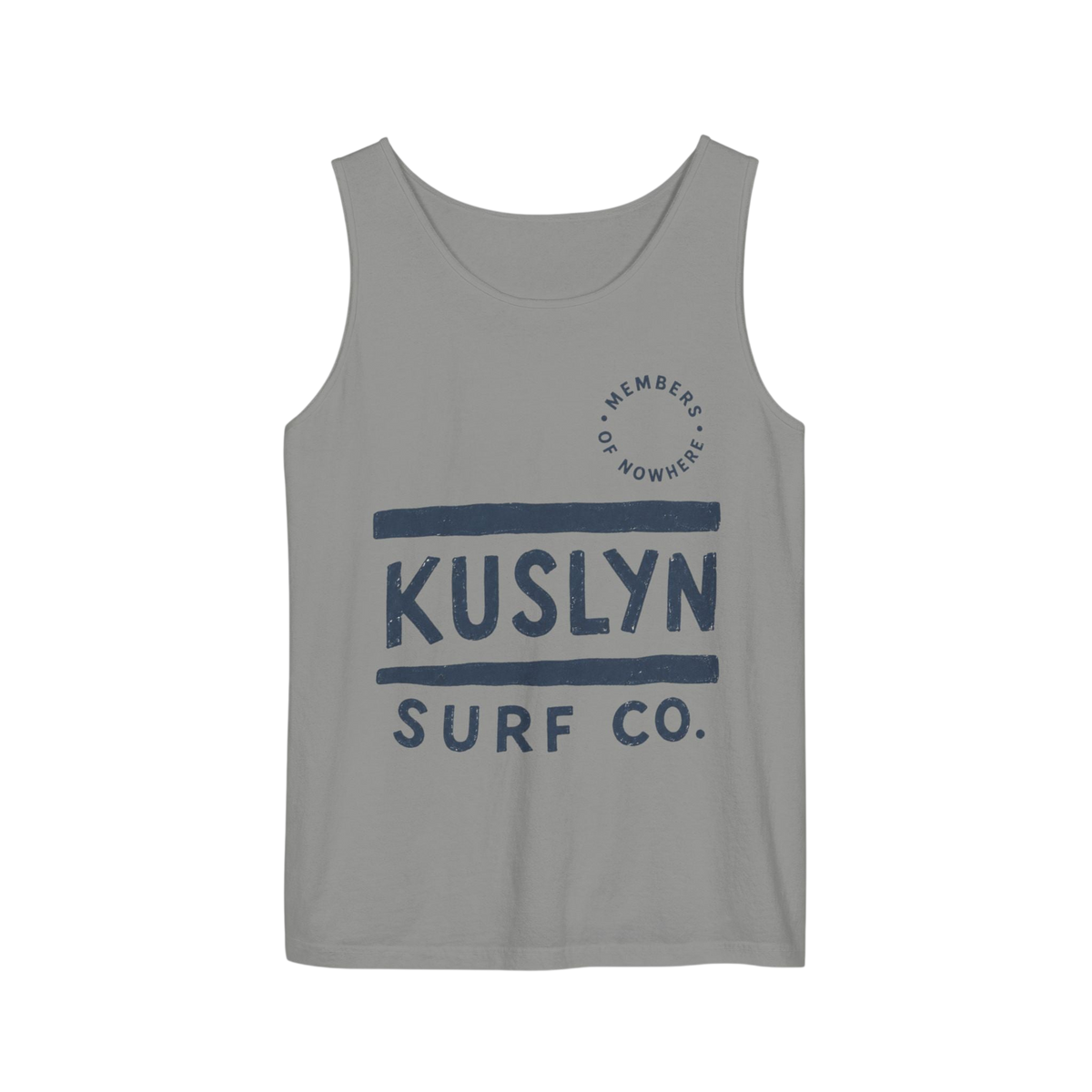 Kuslyn Surf Co. Graphic Tank Top — Minimal Beach Palm Logo